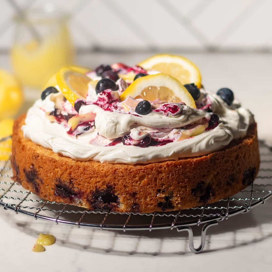 Lemon Blueberry Mascarpone Cake with Frosting Recipe