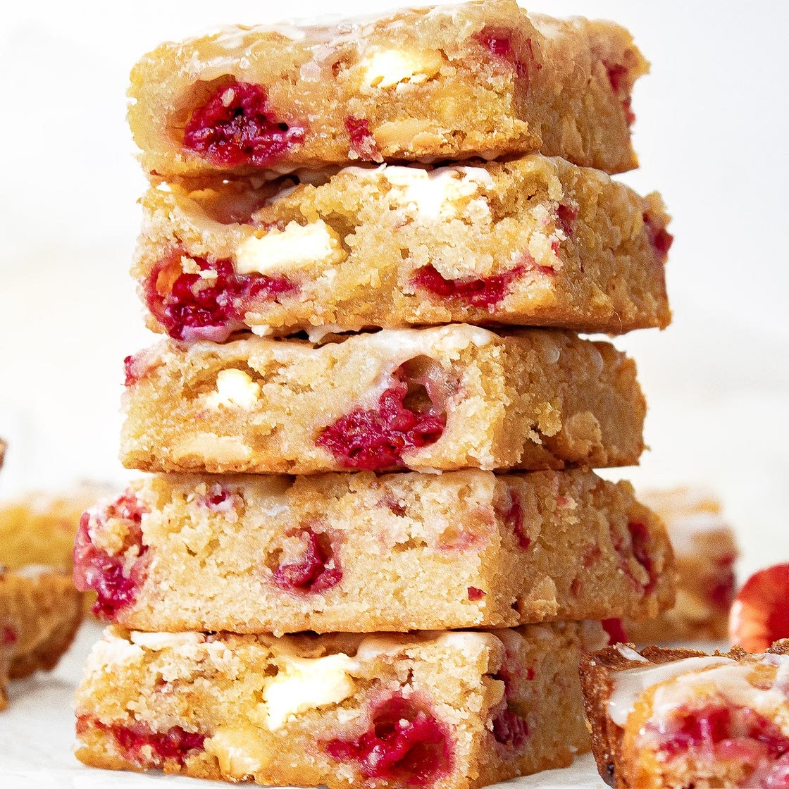 White Chocolate and Raspberry Blondies