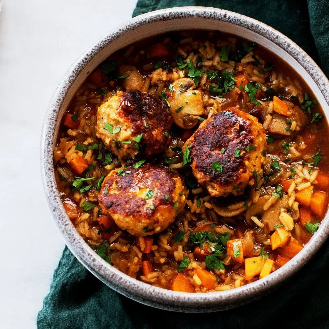 Chicken Meatball Soup with Rice