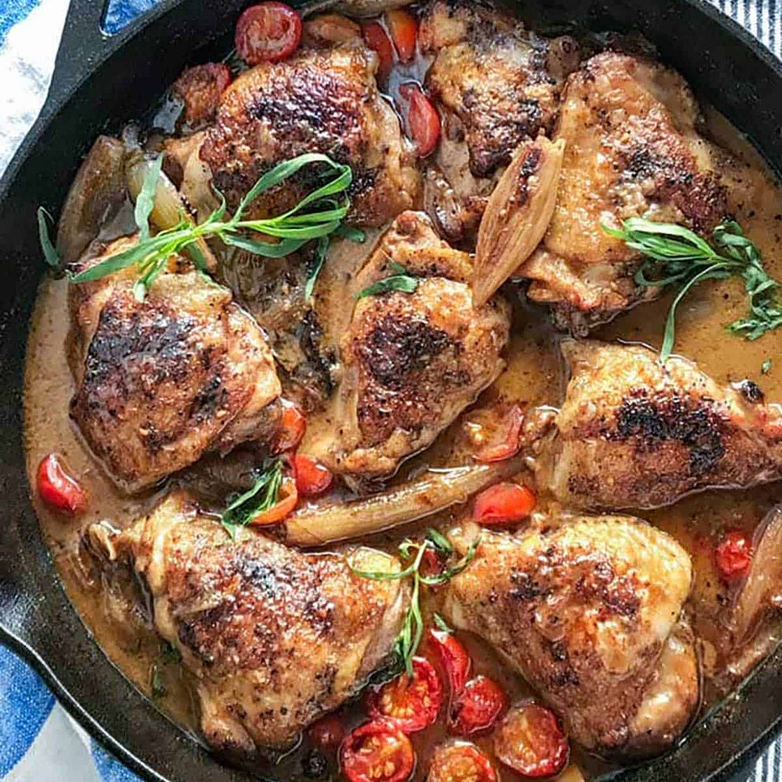 Braised Chicken with Shallots and Mustard Wine Sauce