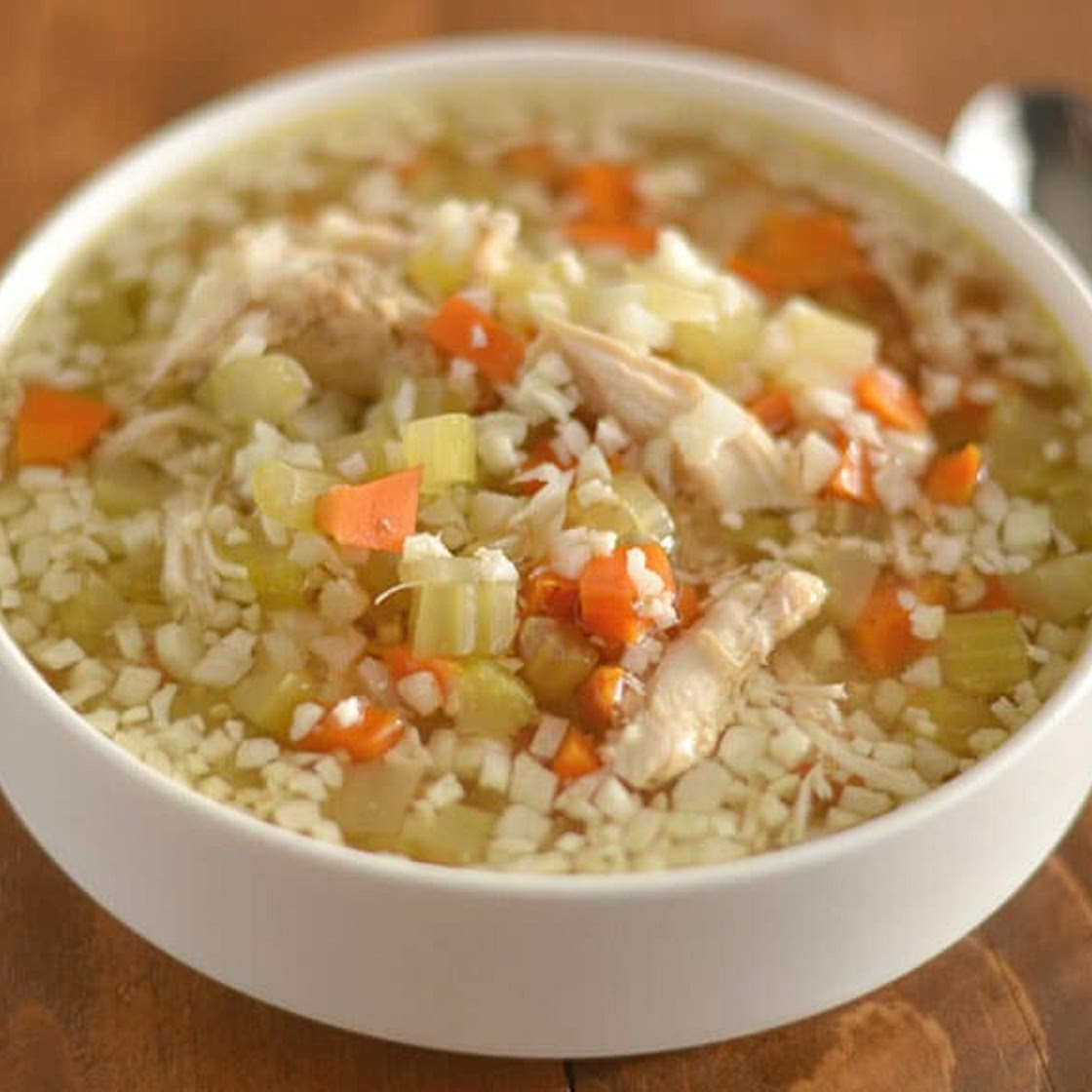 Crockpot Chicken and Cauliflower Rice Soup