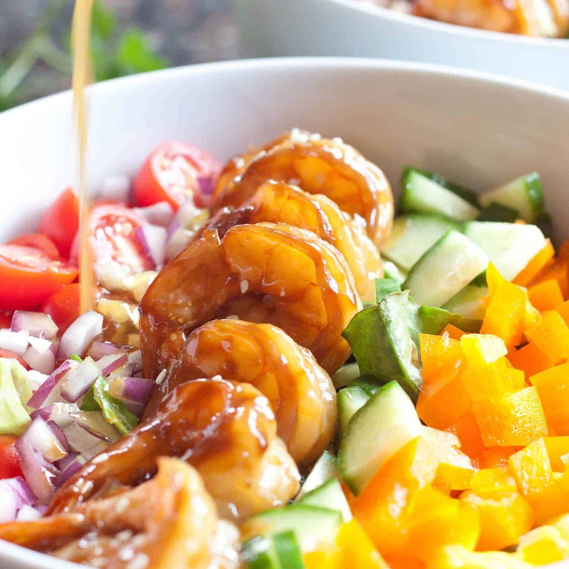 Teriyaki Shrimp Salad with Sesame Ginger Vinaigrette