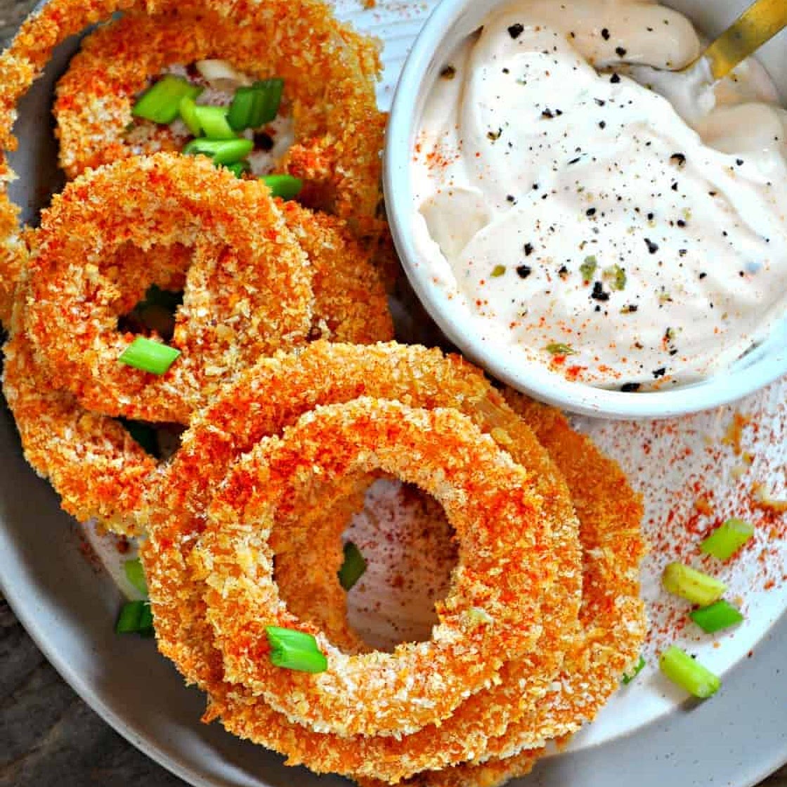 Vegan Buffalo Onion Rings