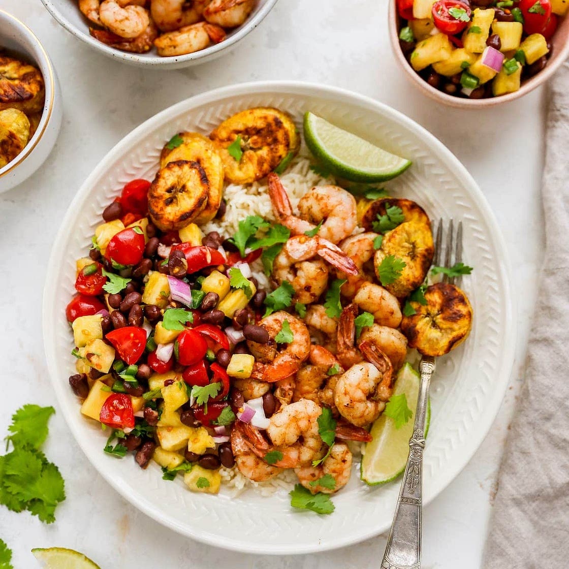 Caribbean Bowls with Jerk Shrimp