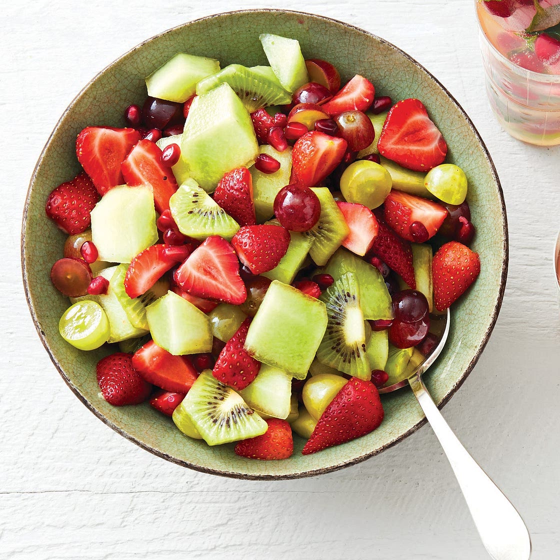 Red-and-Green Fruit Salad with Mint Syrup