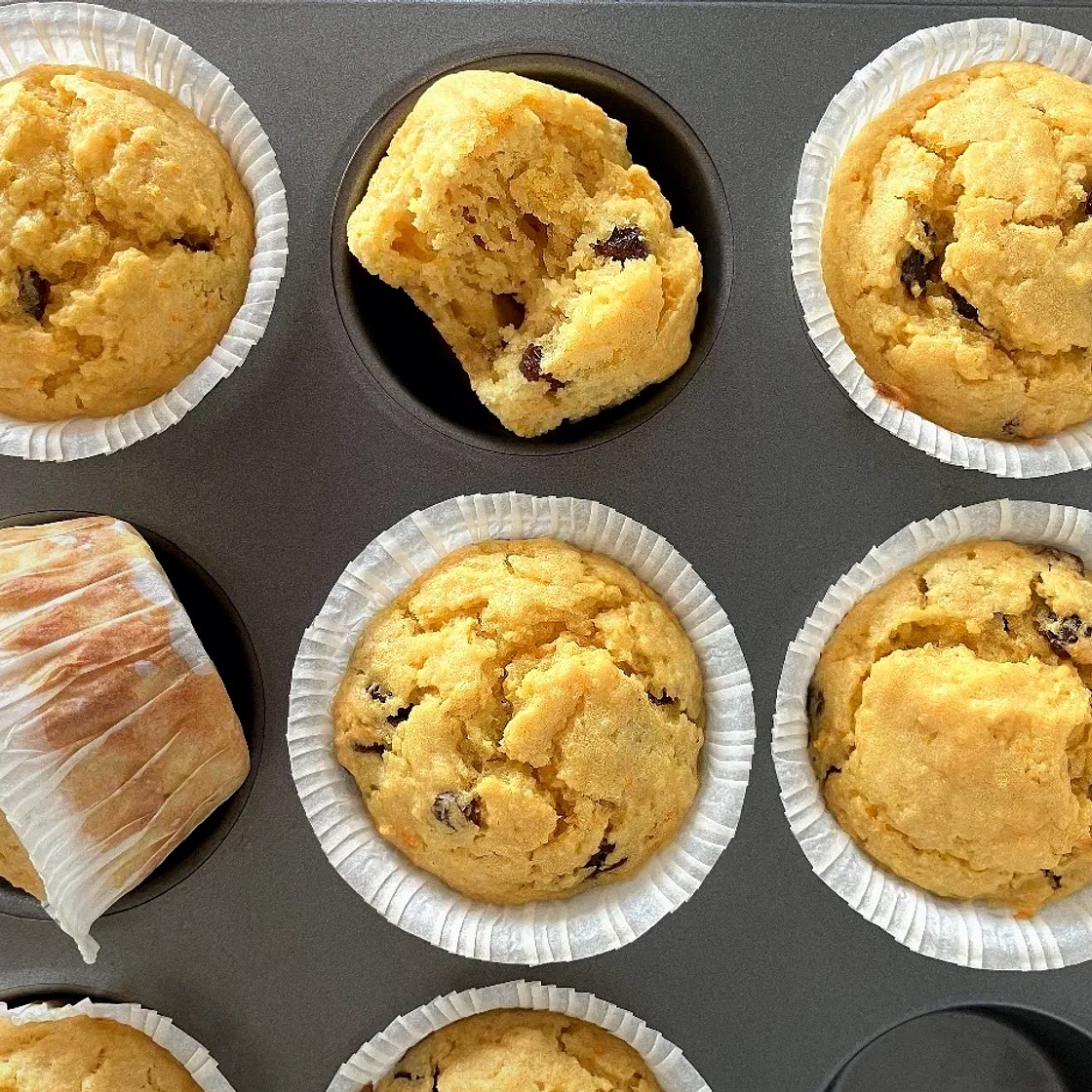 Whole Orange & Raisin Spelt Muffins (low fat and less sugar)
