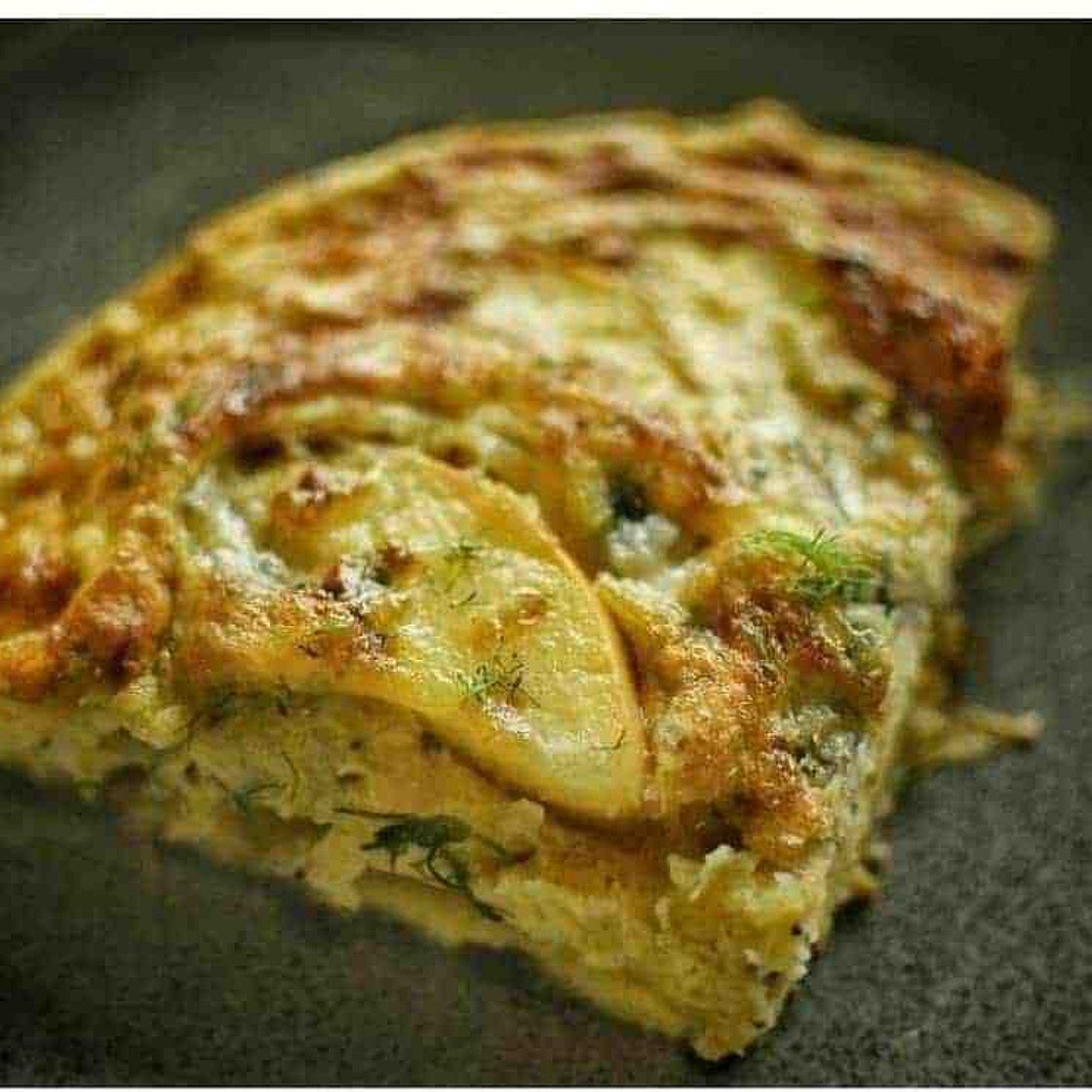 Caramelized Fennel, Apple & Blue Cheese Frittata