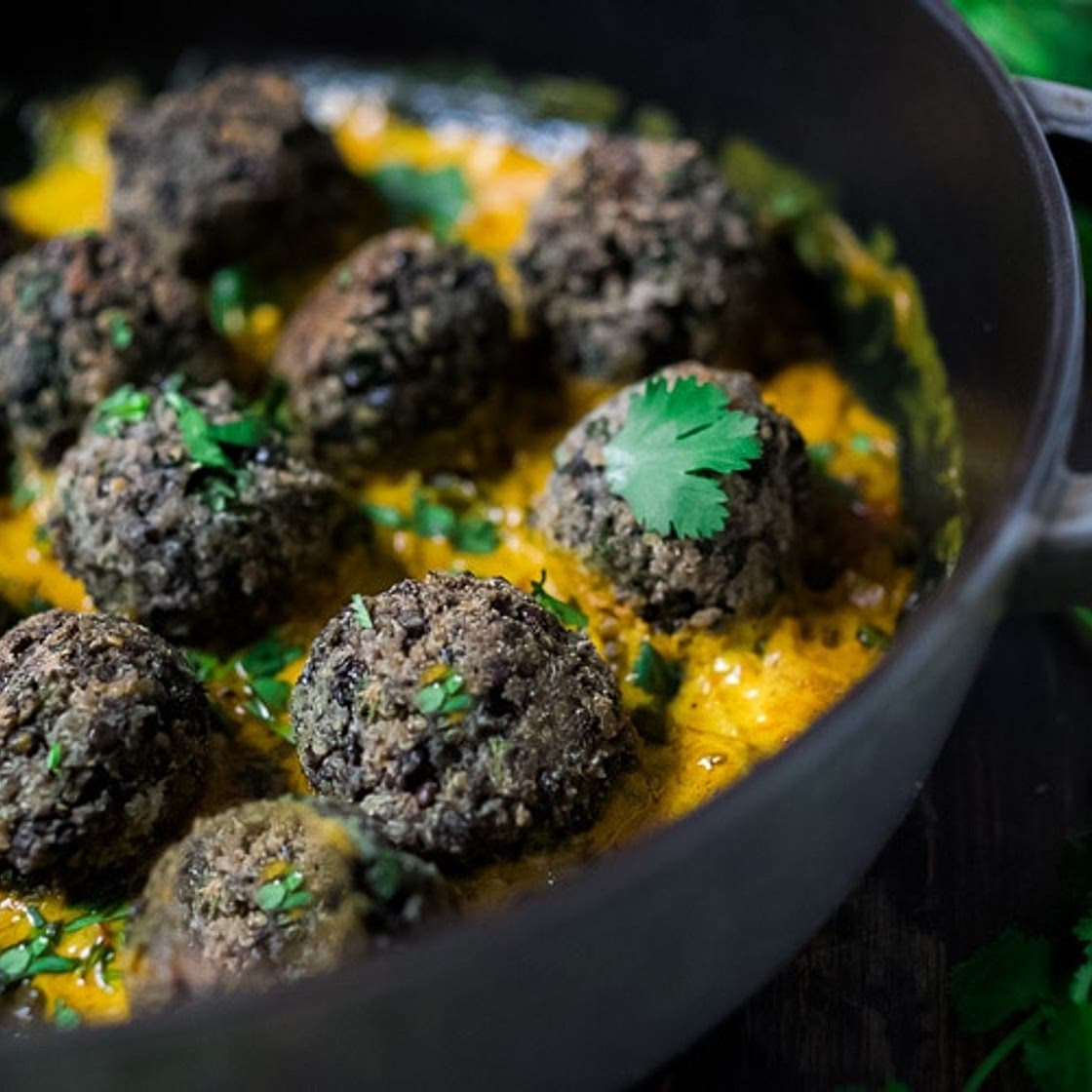 Vegan Lentil Meatballs with Indian Coconut Curry Sauce
