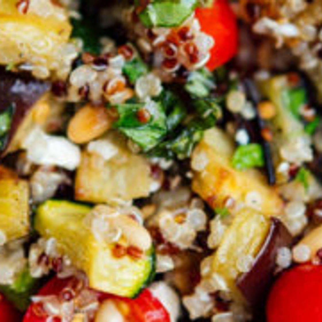 Mediterranean Quinoa Salad with Roasted Summer Vegetables