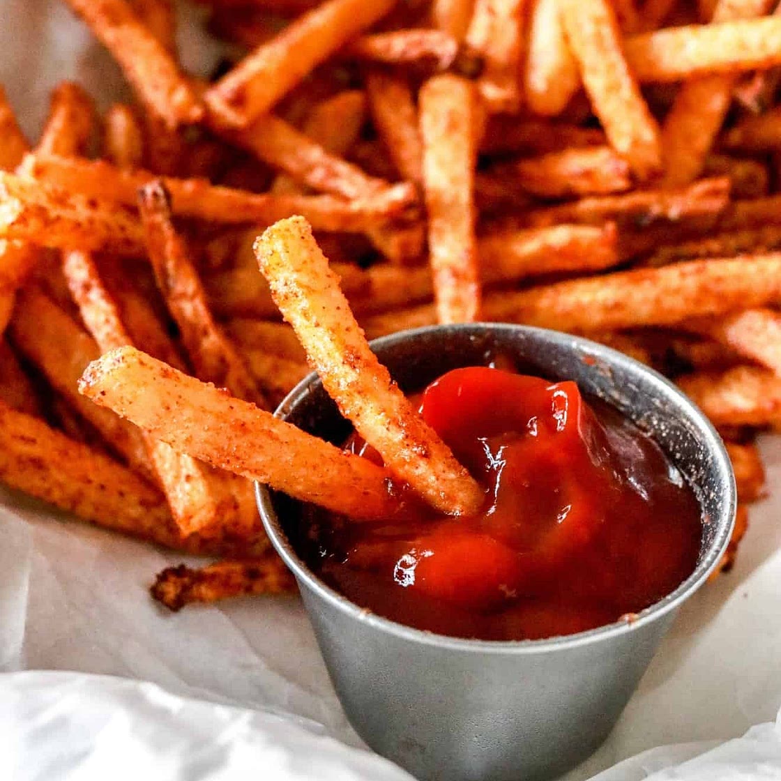 Super Crispy Spiced Jicama Fries (Air Fryer or Oven)
