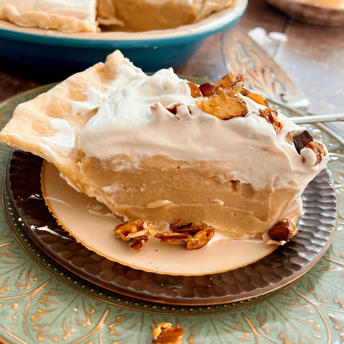 Maple Cream Pie with Sugared Almonds