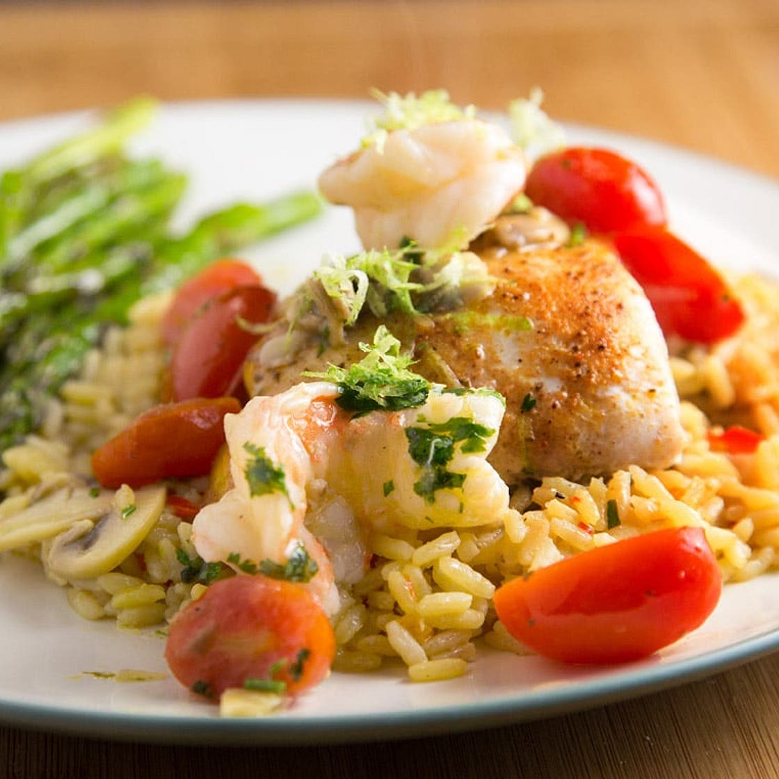 Pan Seared Red Snapper and Shrimp in a Lime Margarita Sauce