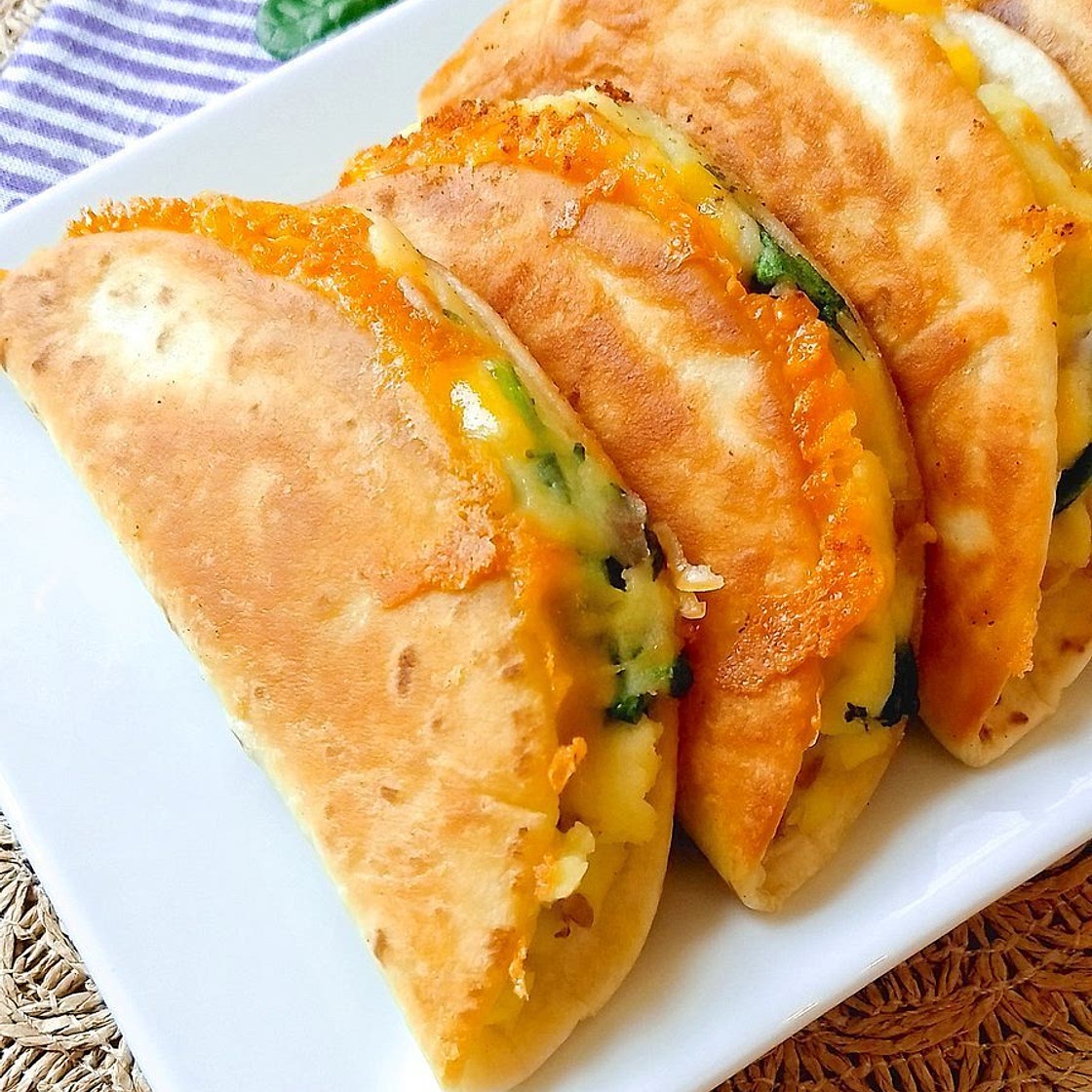 Grilled Potato Spinach Quesadillas