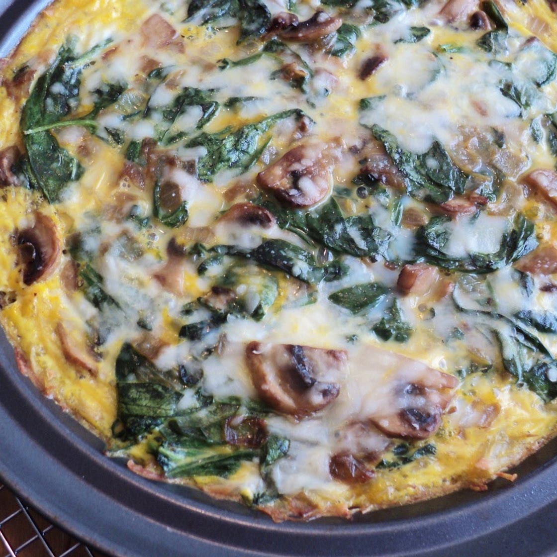 Mushroom and Spinach Quiche With Potato Crust