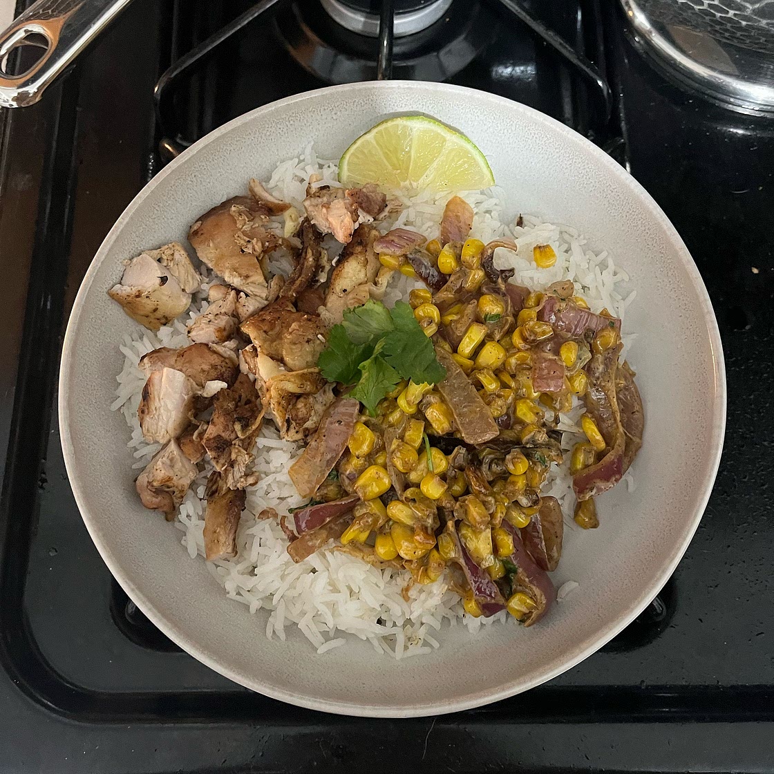Street Corn Chicken Rice Bowl