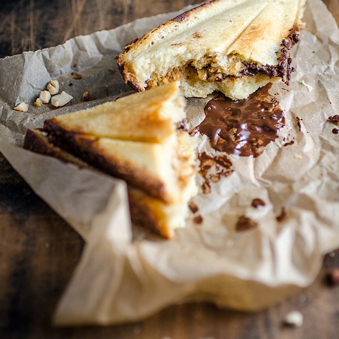 Quick Chocolate and Caramel Brioche Jaffles