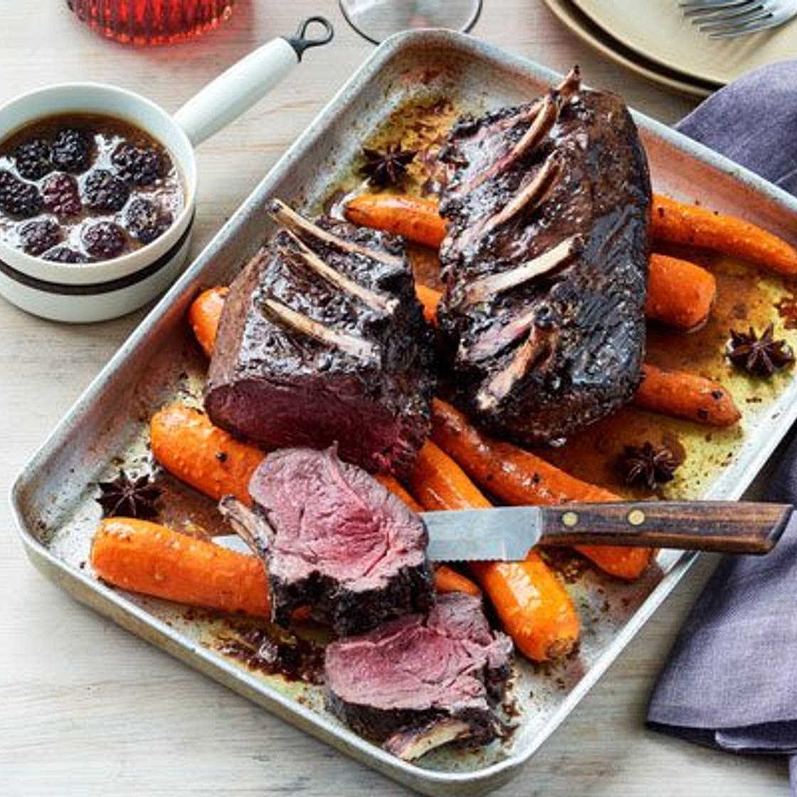 Rack of venison, roasted carrots & forager sauce