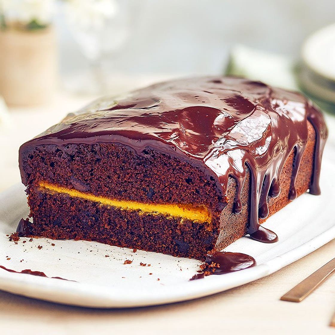Marzipan chocolate loaf cake