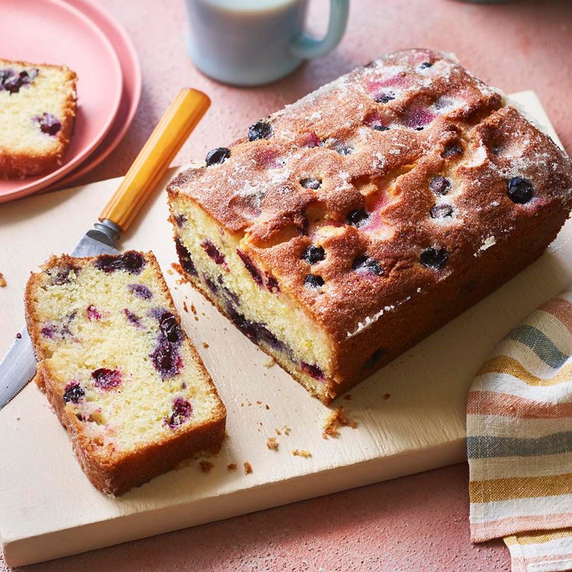 Lemon and blueberry drizzle cake