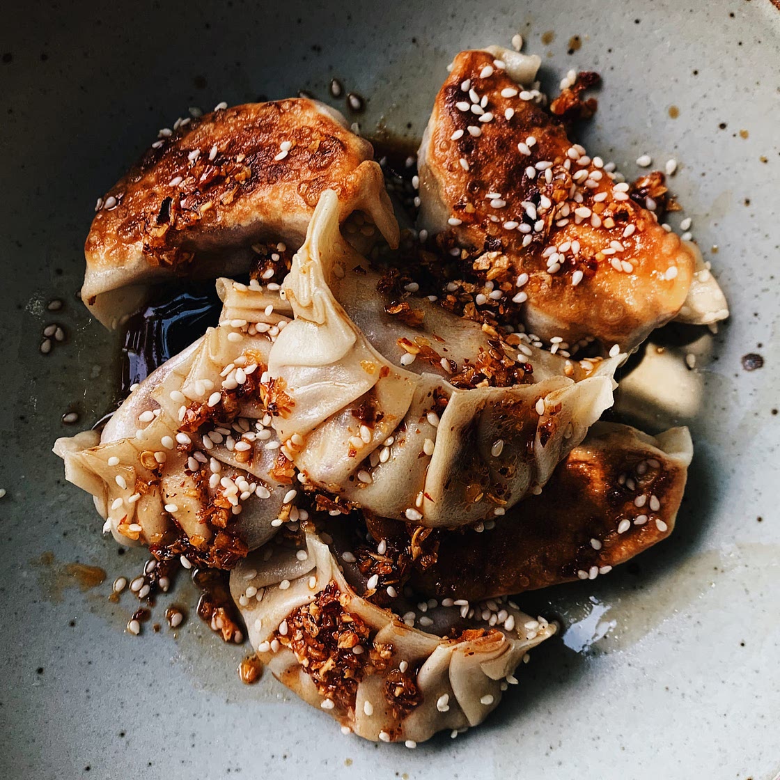 Red Cabbage Tofu Potstickers