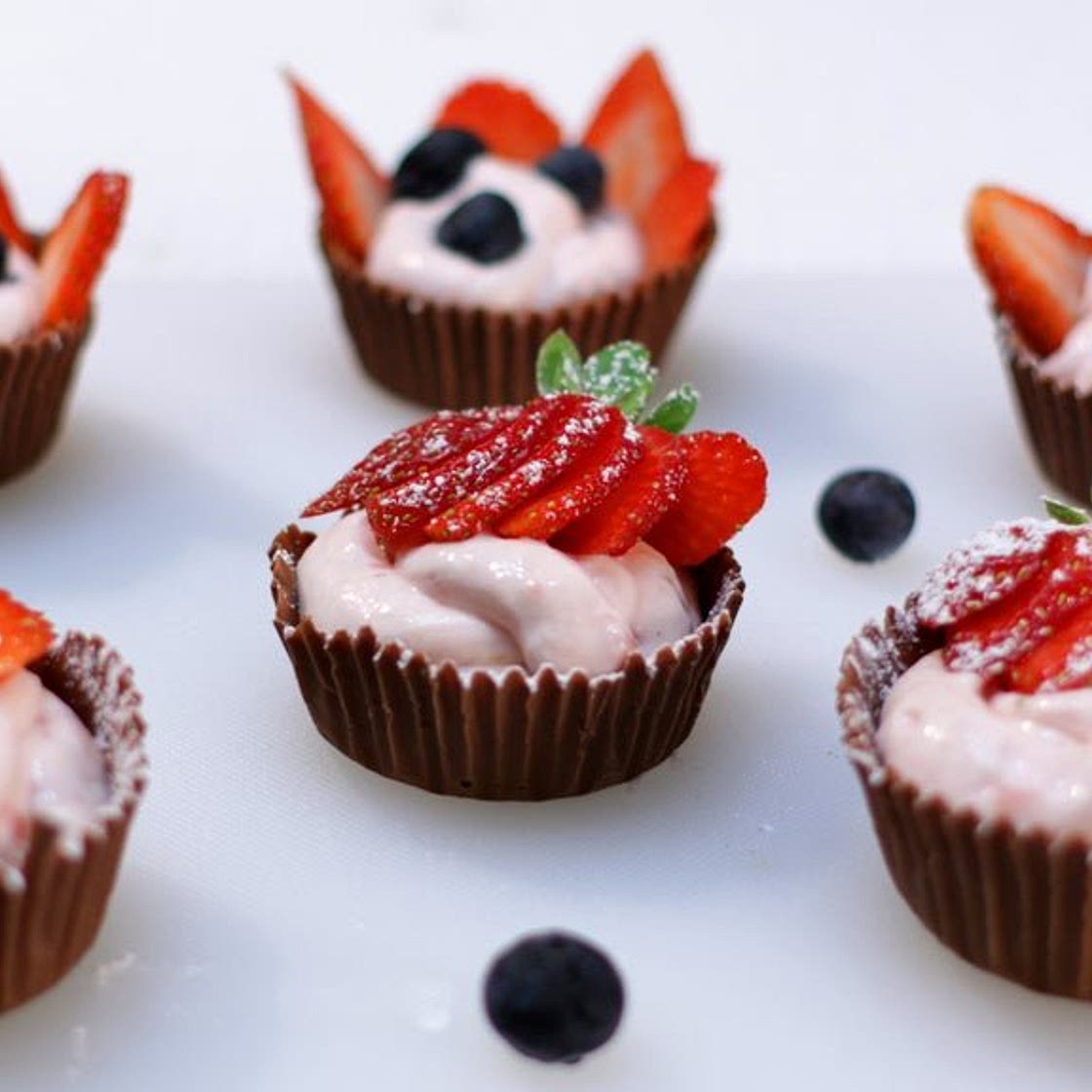 Strawberry Cheesecake Mousse Chocolate Cups