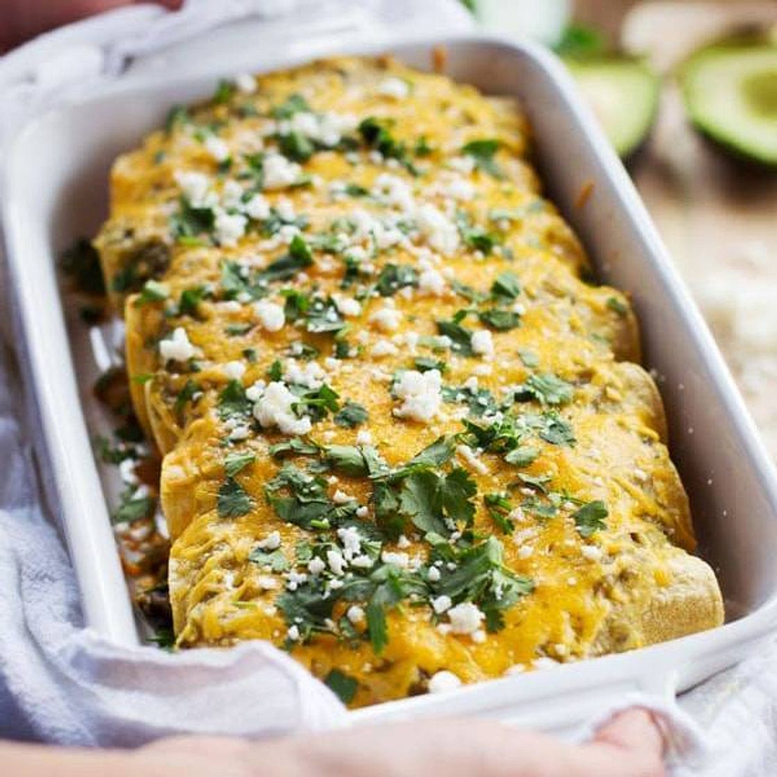 Butternut Squash & Mushroom Enchiladas with Tomatillo Sauce