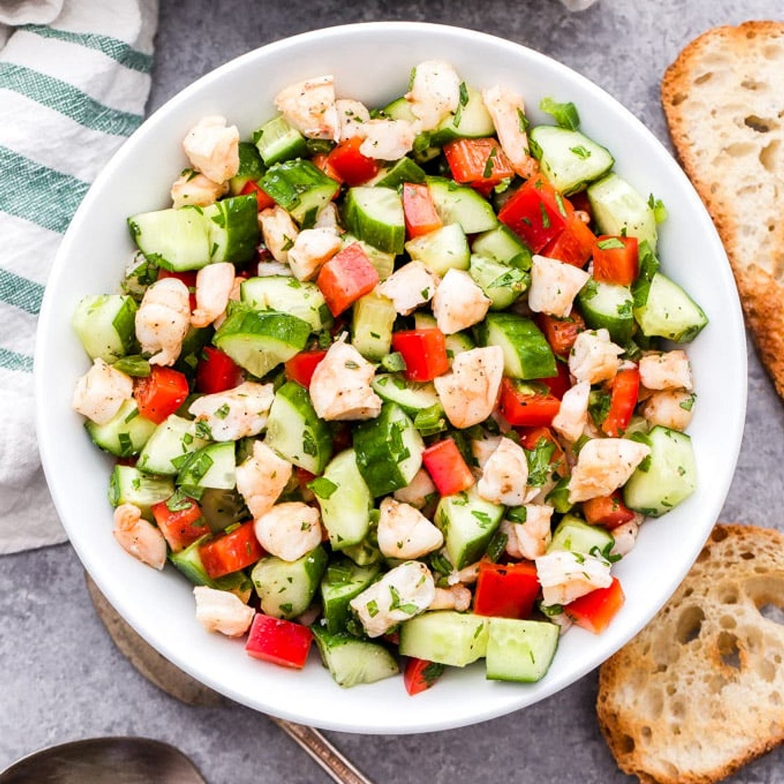 Cucumber Shrimp Salad with Lemon and Herbs