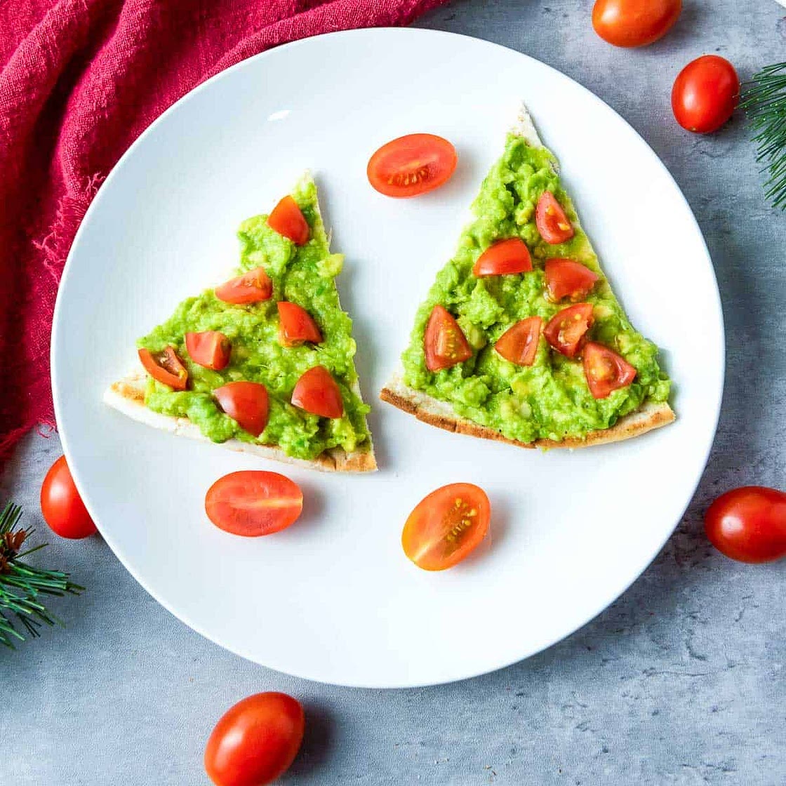 Festive Avocado Pita Christmas Tree Appetizers