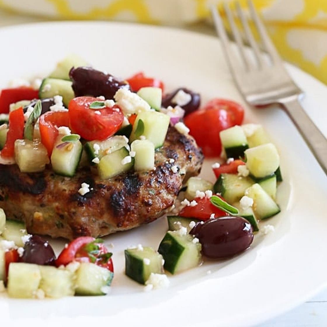 Naked Greek Feta-Zucchini Turkey Burgers