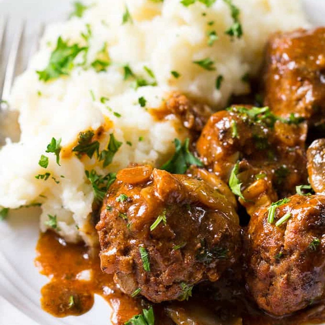 Paleo Salisbury Steak Meatballs {Whole30}