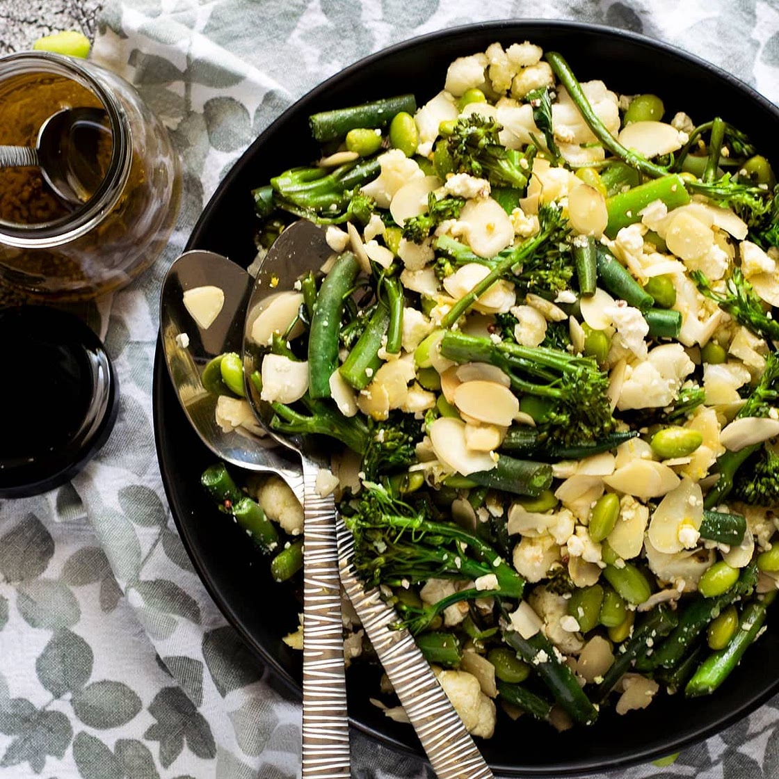 Warm Broccolini Salad with Feta & Almonds