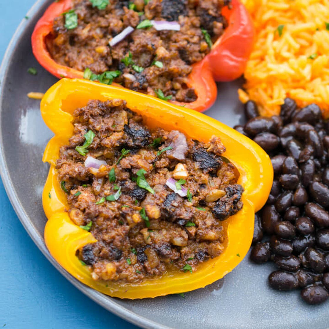 Cauliflower Walnut Vegan Stuffed Peppers