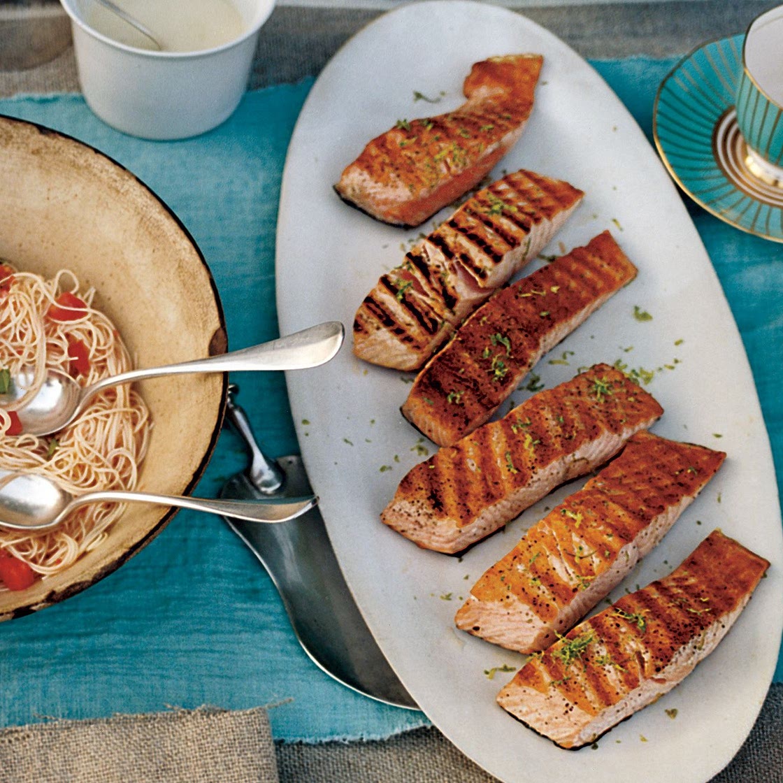 Grilled Salmon with Lime Butter Sauce