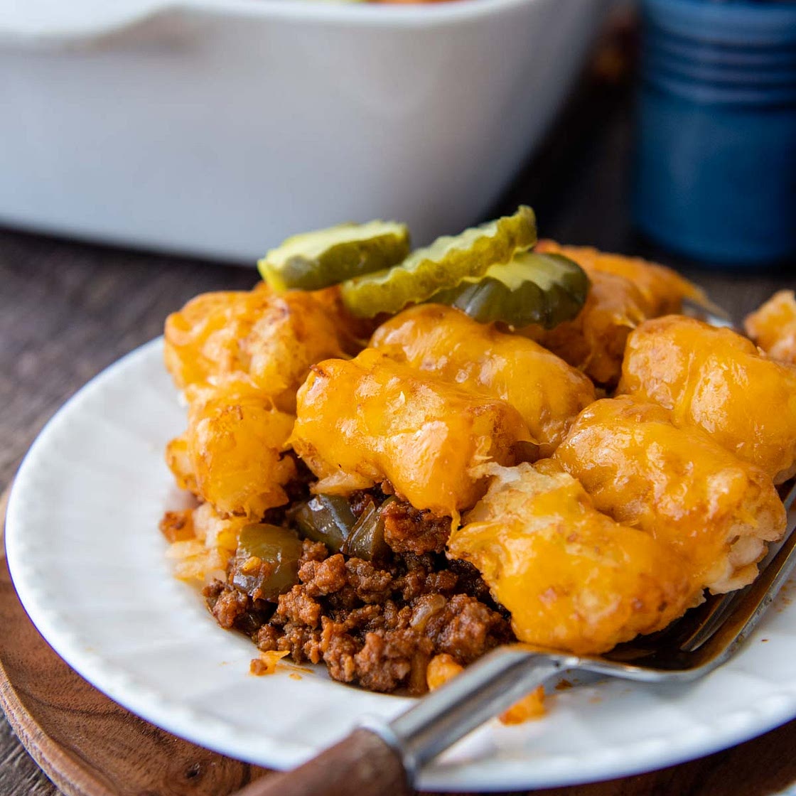 Sloppy Joe Tater Tot Casserole with Ground Beef
