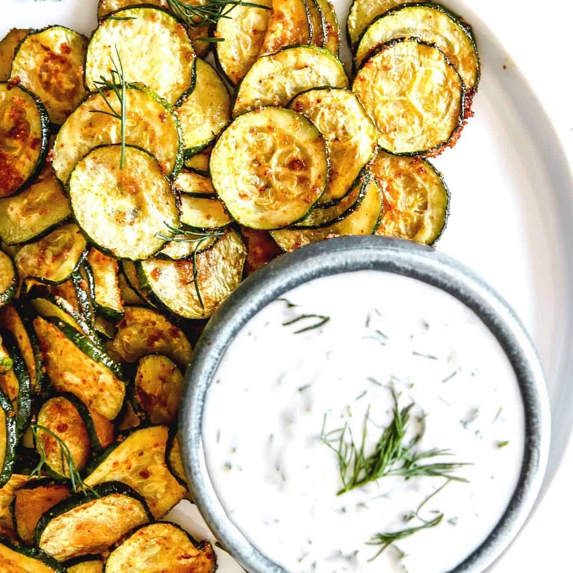 Roasted Zucchini + Yogurt Dill Sauce