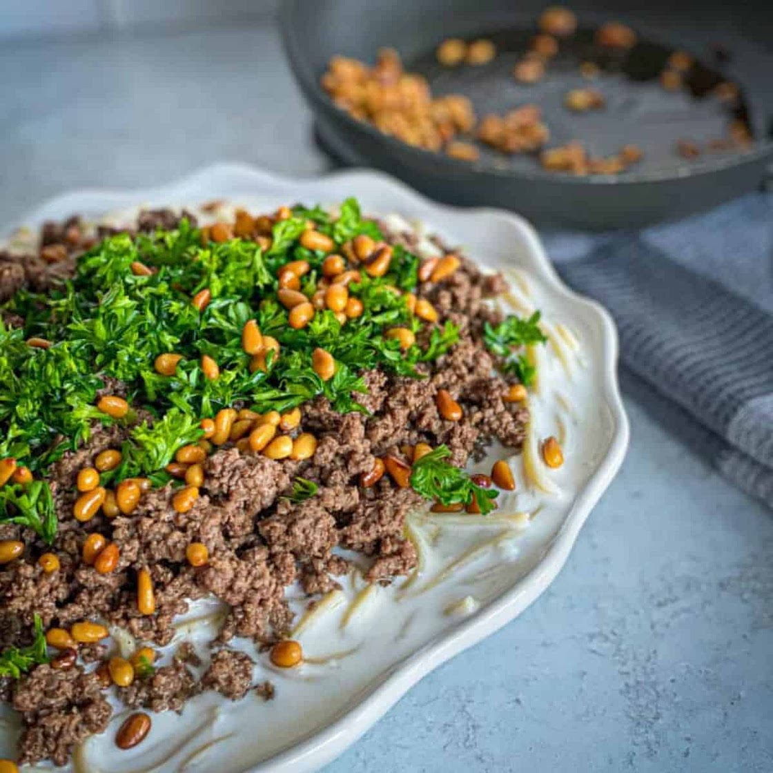 Pasta and Beef in Yogurt Sauce