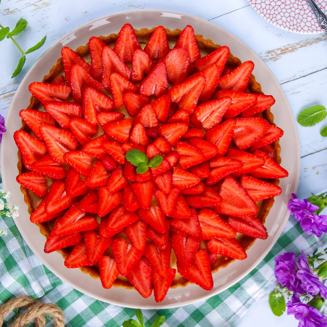 Tarte aux fraises sans sucre raffiné