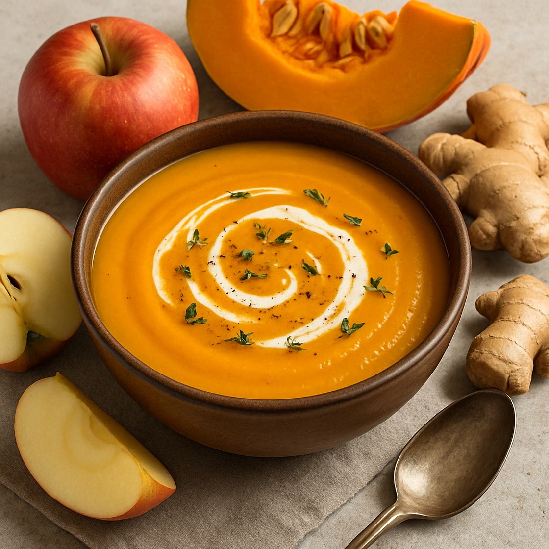 Apfel Kürbis Suppe mit Ingwer