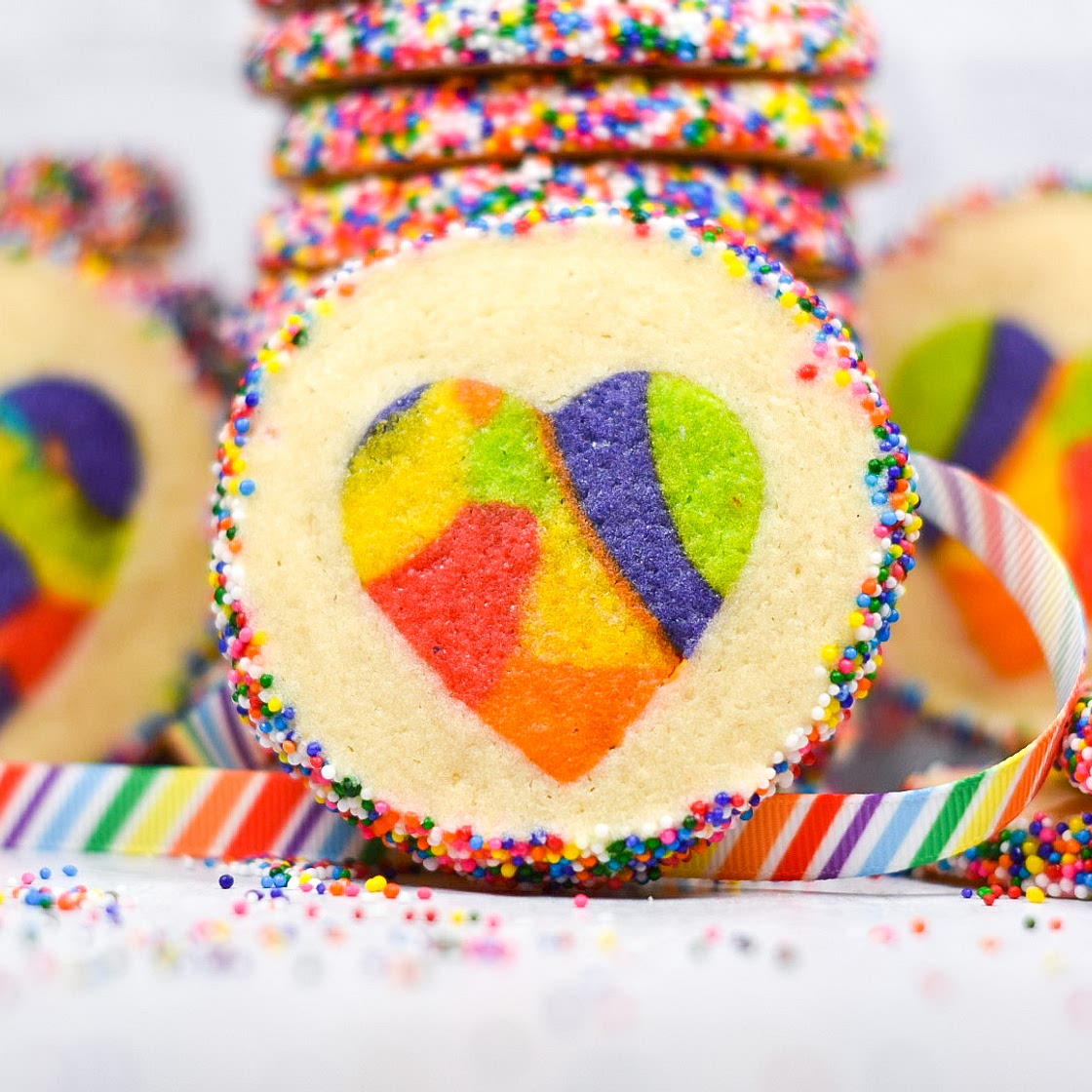 Slice and Bake Rainbow Heart Cookies