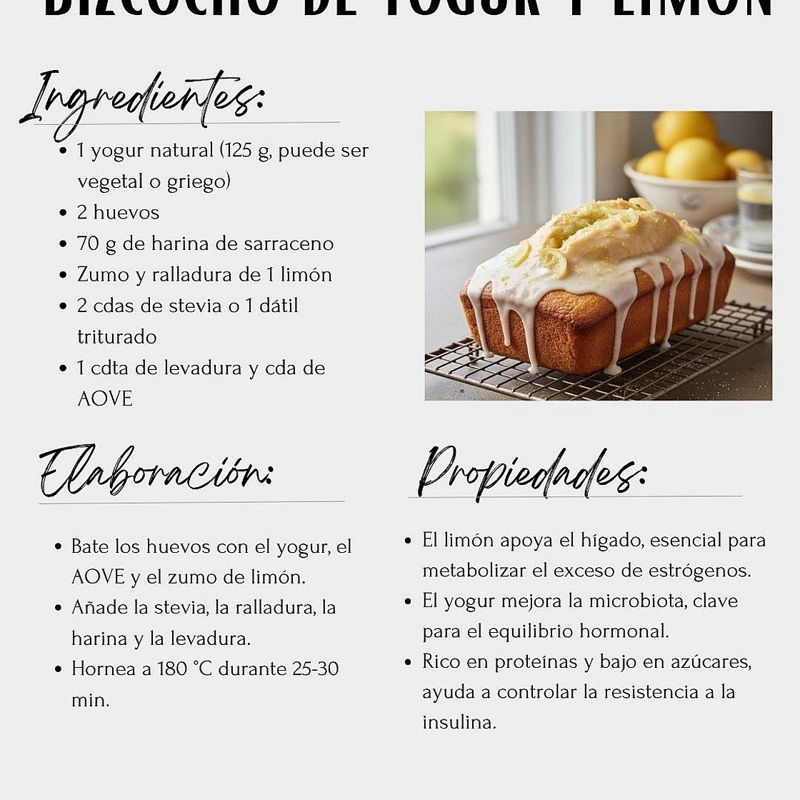 Bizcocho de limón sin gluten