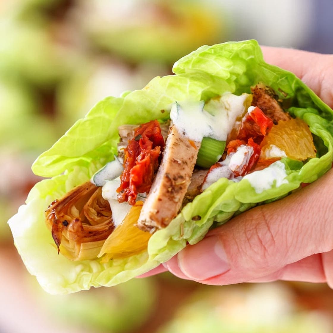 Mediterranean Chicken Lettuce Wraps