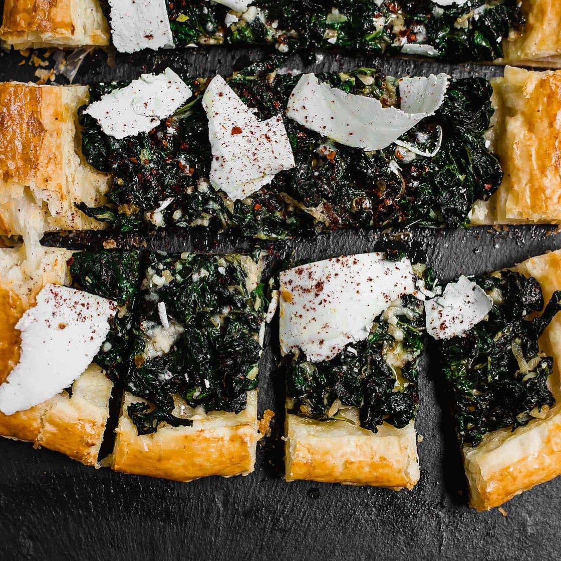 Rustic Swiss Chard Tart with Ricotta Salata and Sumac