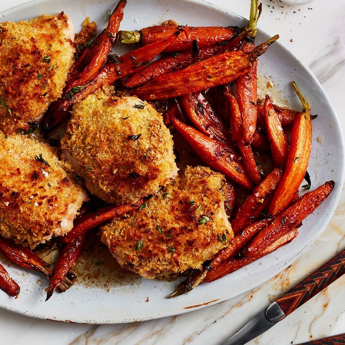 Roast Chicken and Carrots With Mustard and Thyme