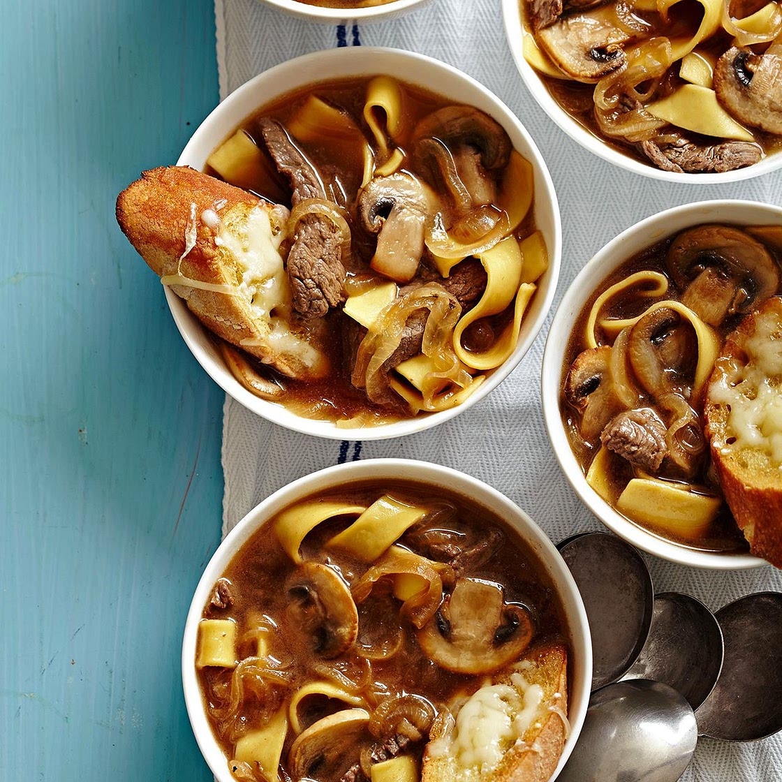 Beefy French Onion Noodle Soup