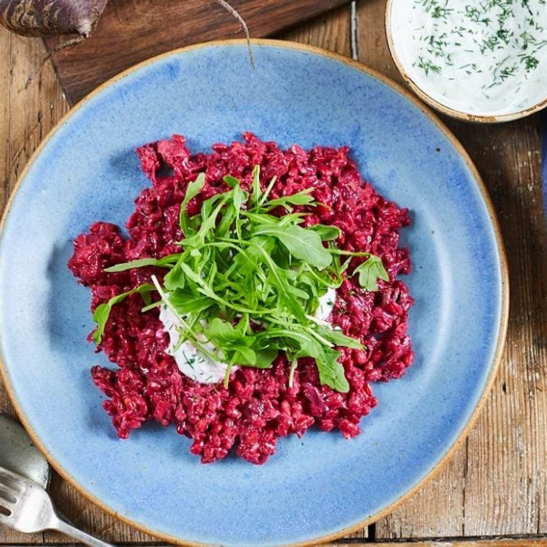 Beetroot barley risotto