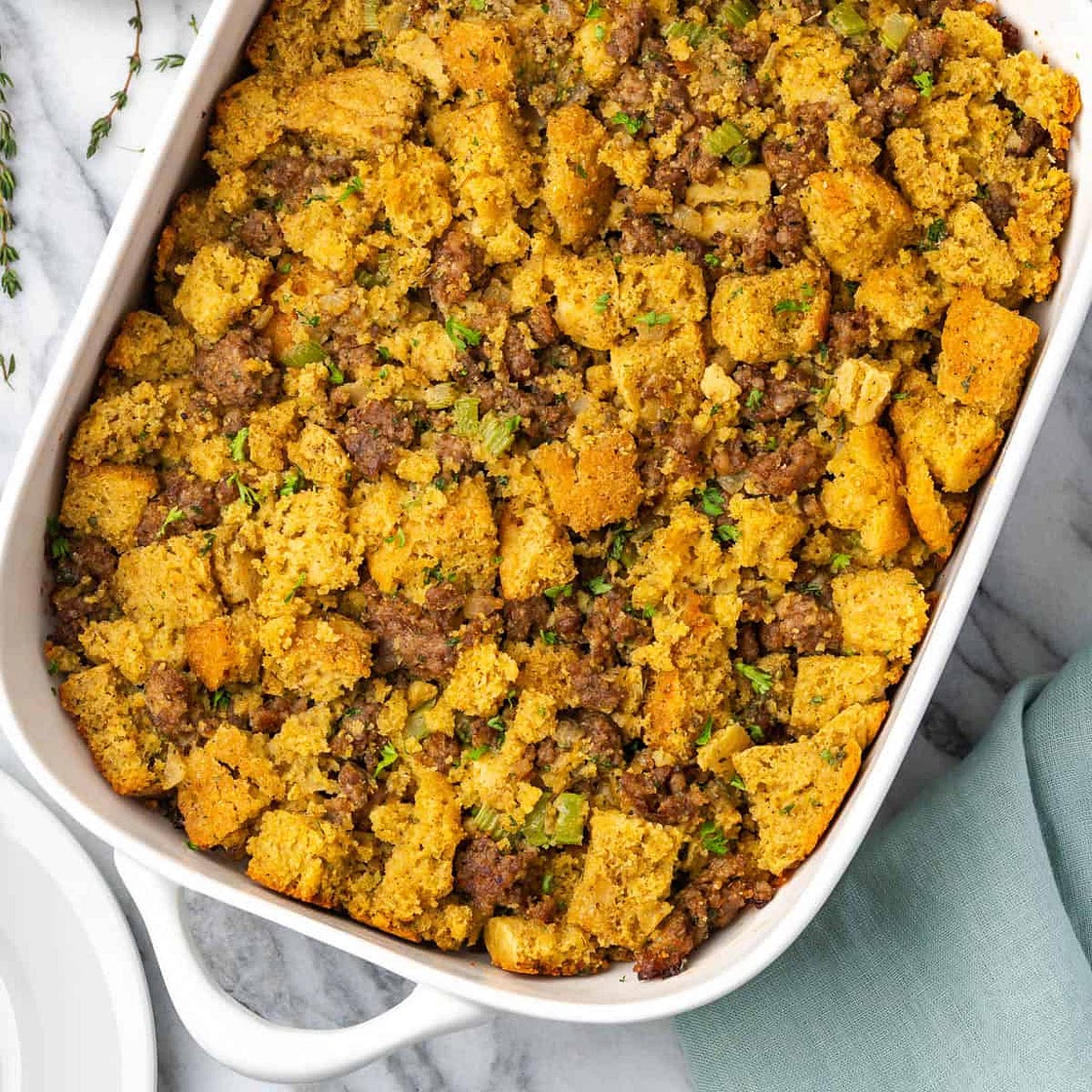 Gluten Free Cornbread Stuffing with Sausage