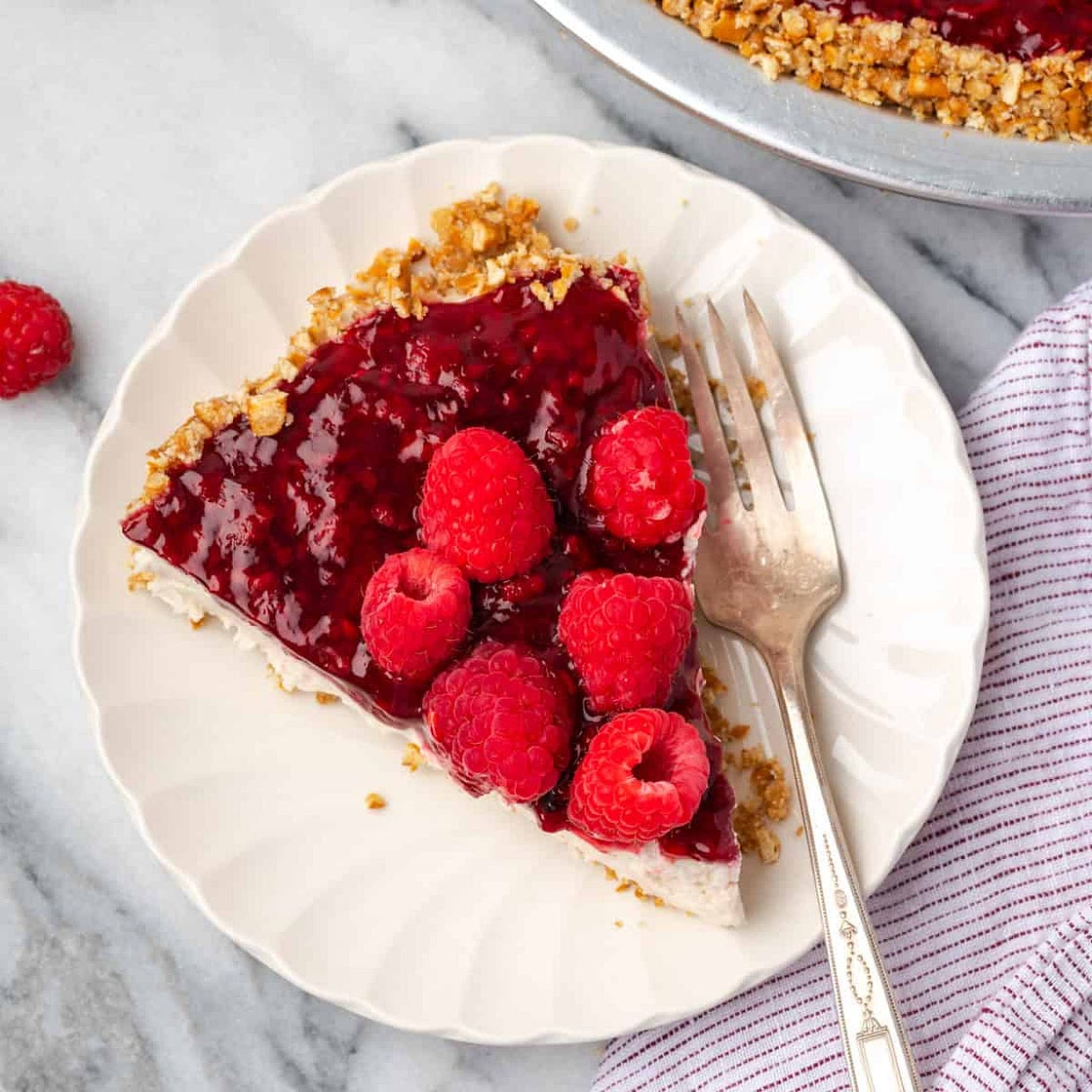 Raspberry Cream Pie with Pretzel Crust
