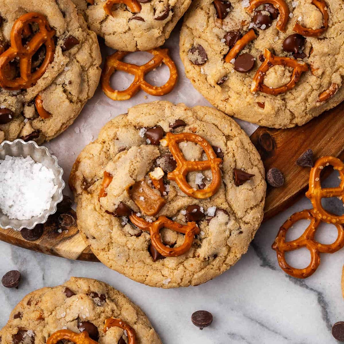 Caramel Pretzel Chocolate Chip Cookies