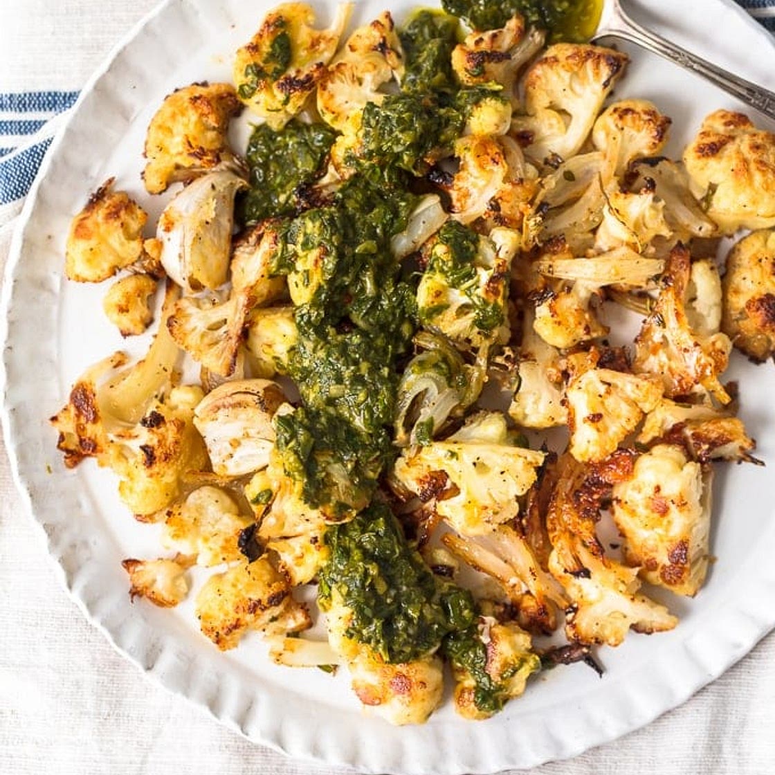 Roasted Cauliflower with Chimichurri Sauce