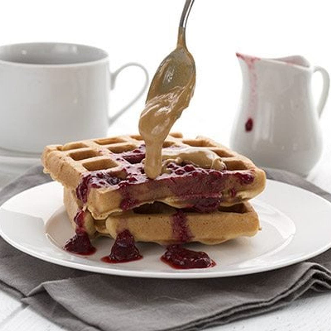 Peanut Butter Blender Waffles